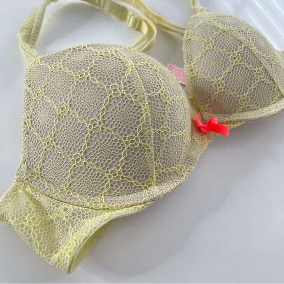 Victoria’s Secret Body by Victoria Yellow Lace Push Up Underwire Bra 32A - Picture 7 of 7